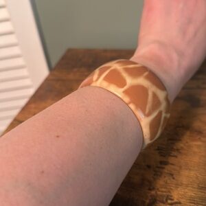 Vintage Plastic Bangle Bracelet, Giraffe, Tan, Cream, Brown, Reto Boho